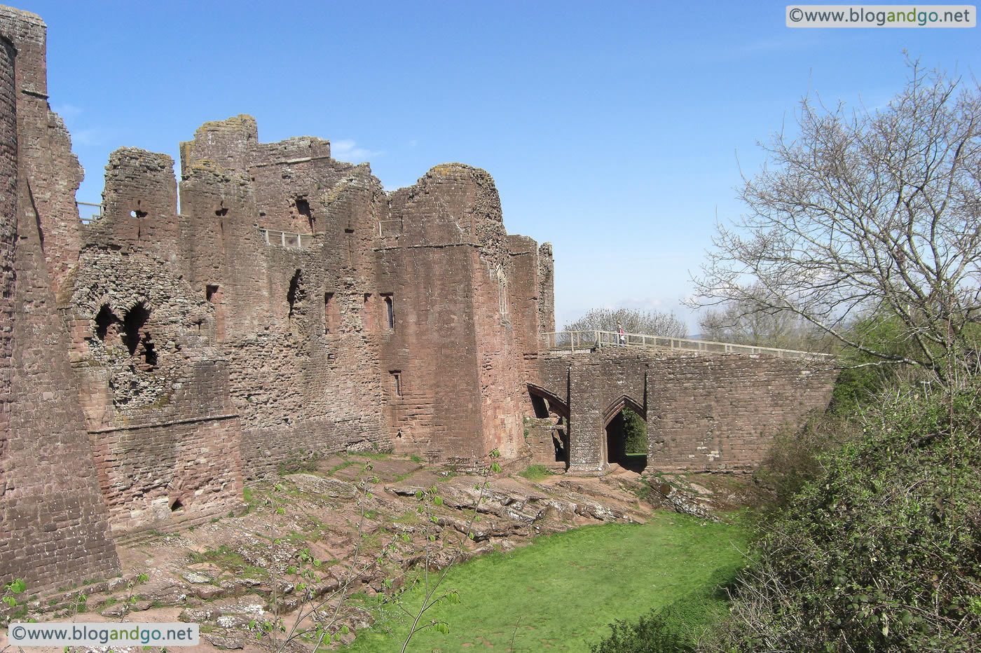 Goodrich - Goodrich Castle and bridge from the barbican